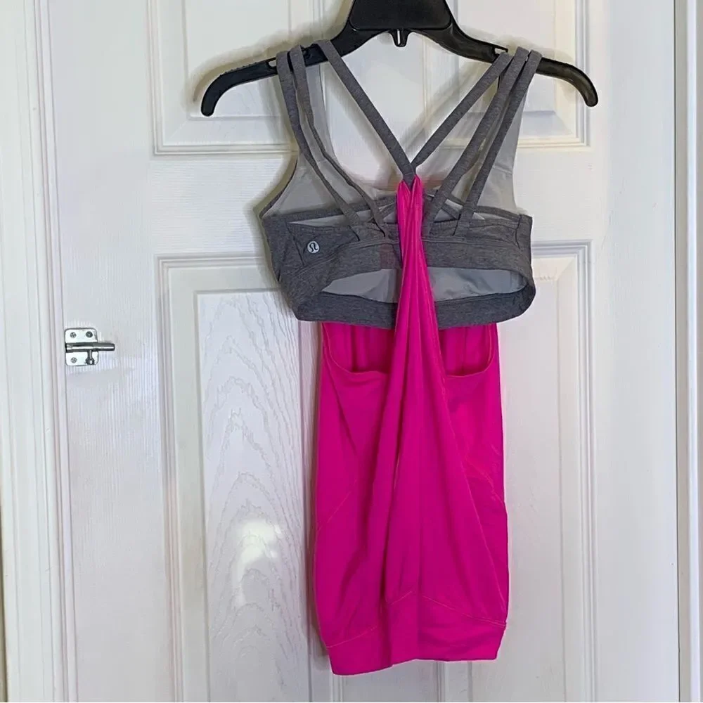 Lululemon Nouveau Limits Tank Raspberry Glo Slate Gray Size 6